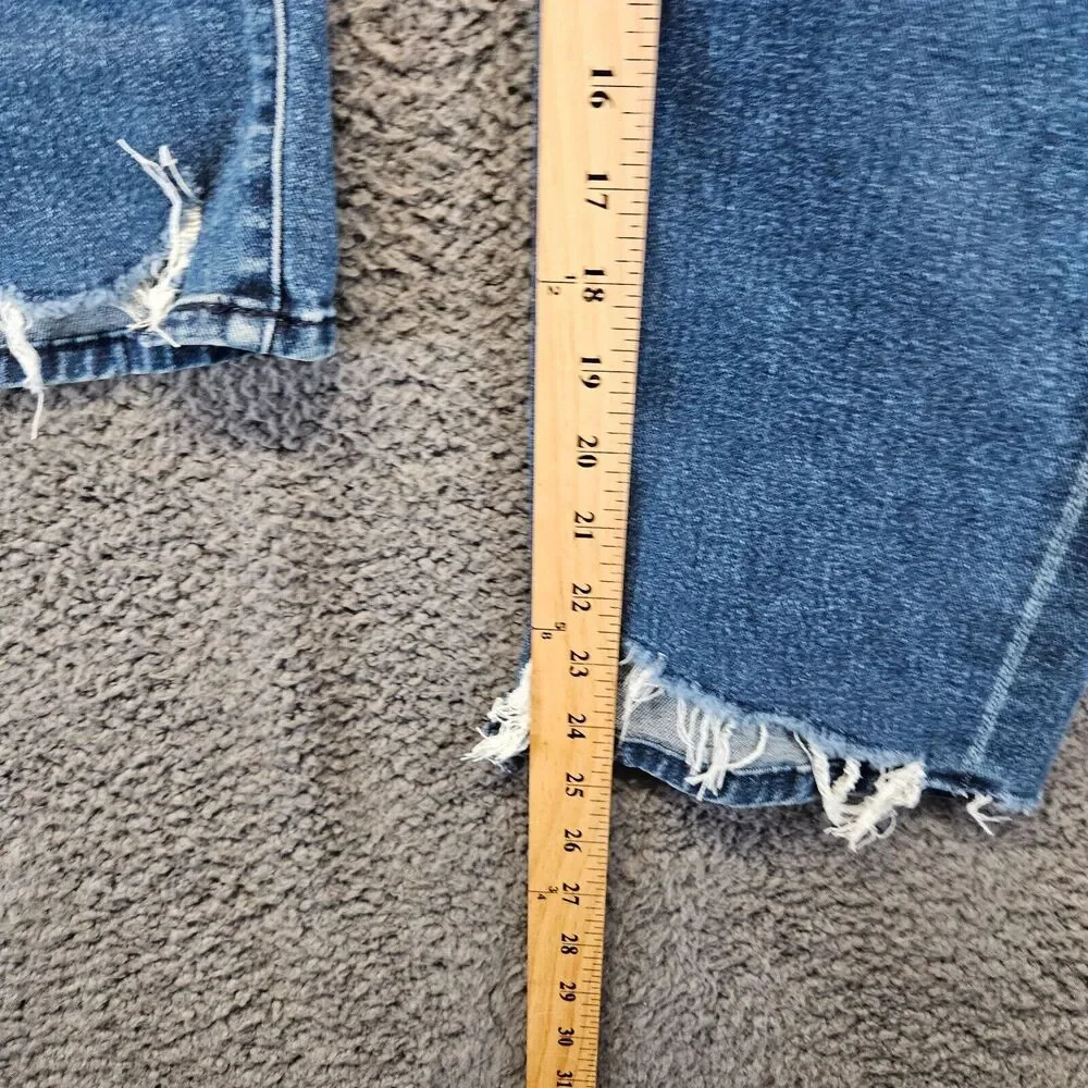 Express Mom Jean‎ Womens Size 14 Blue Denim Super High Rise Distressed